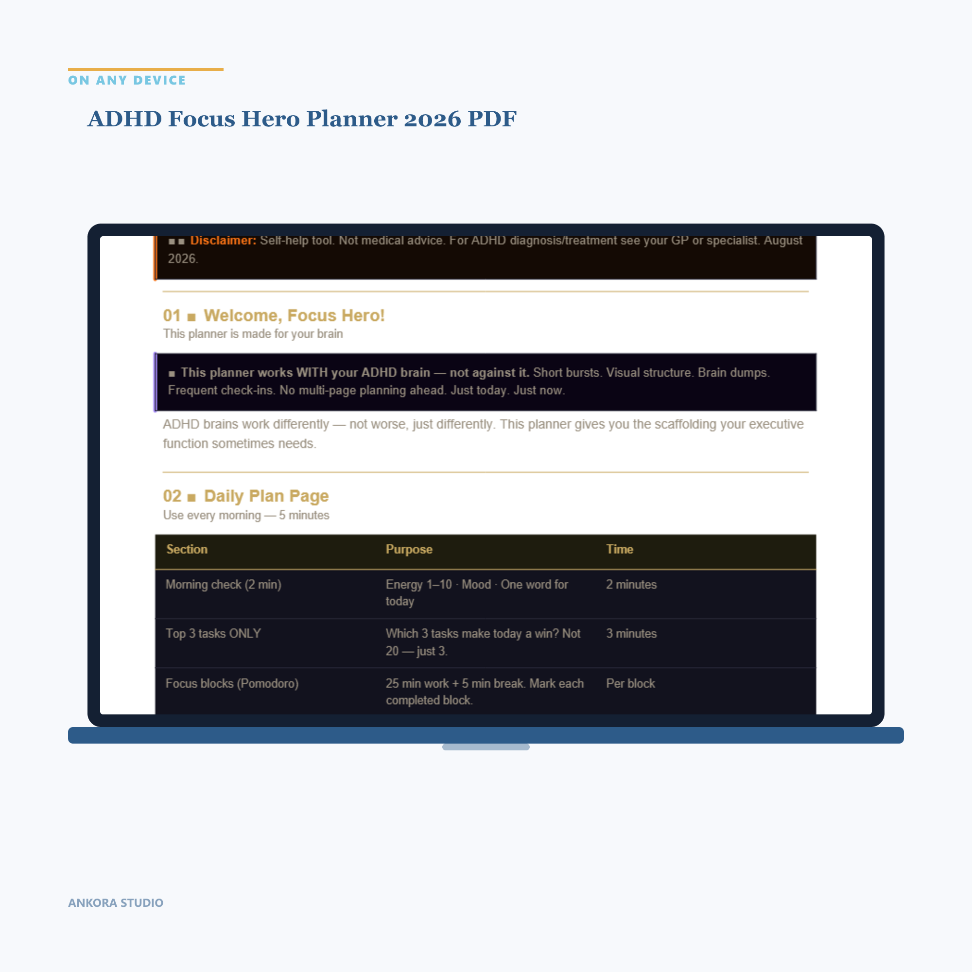 ADHD Focus Hero Planner 2026 PDF