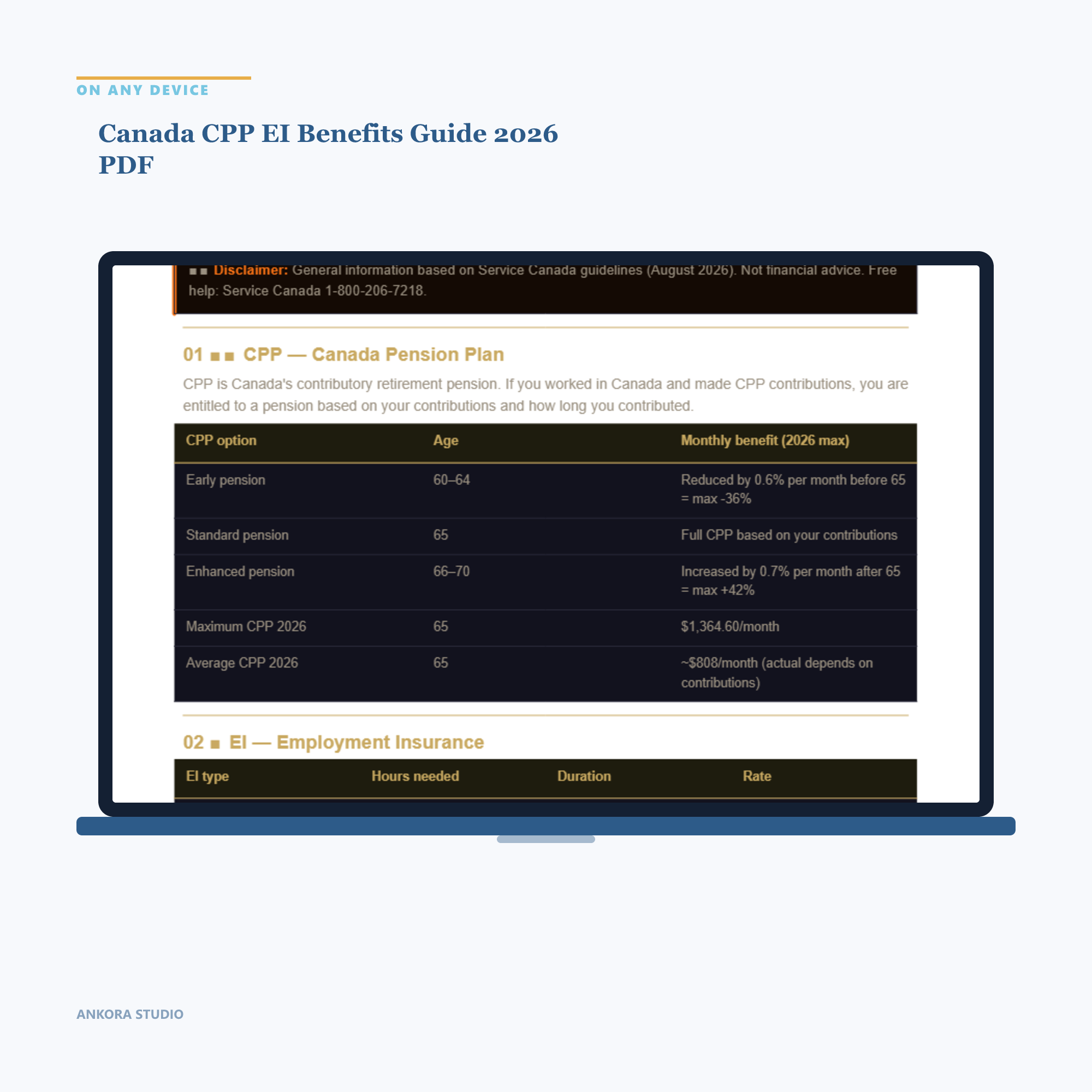 Canada CPP EI Benefits Guide 2026 PDF
